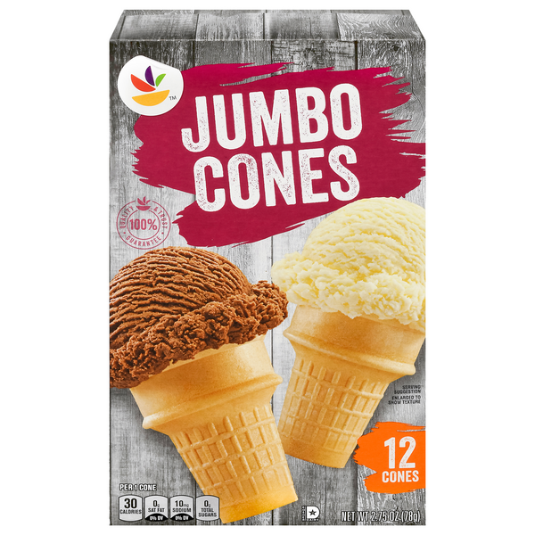 slide 1 of 1, Giant Jumbo Ice Cream Cones - 12 ct, 12 ct; 2.75 oz