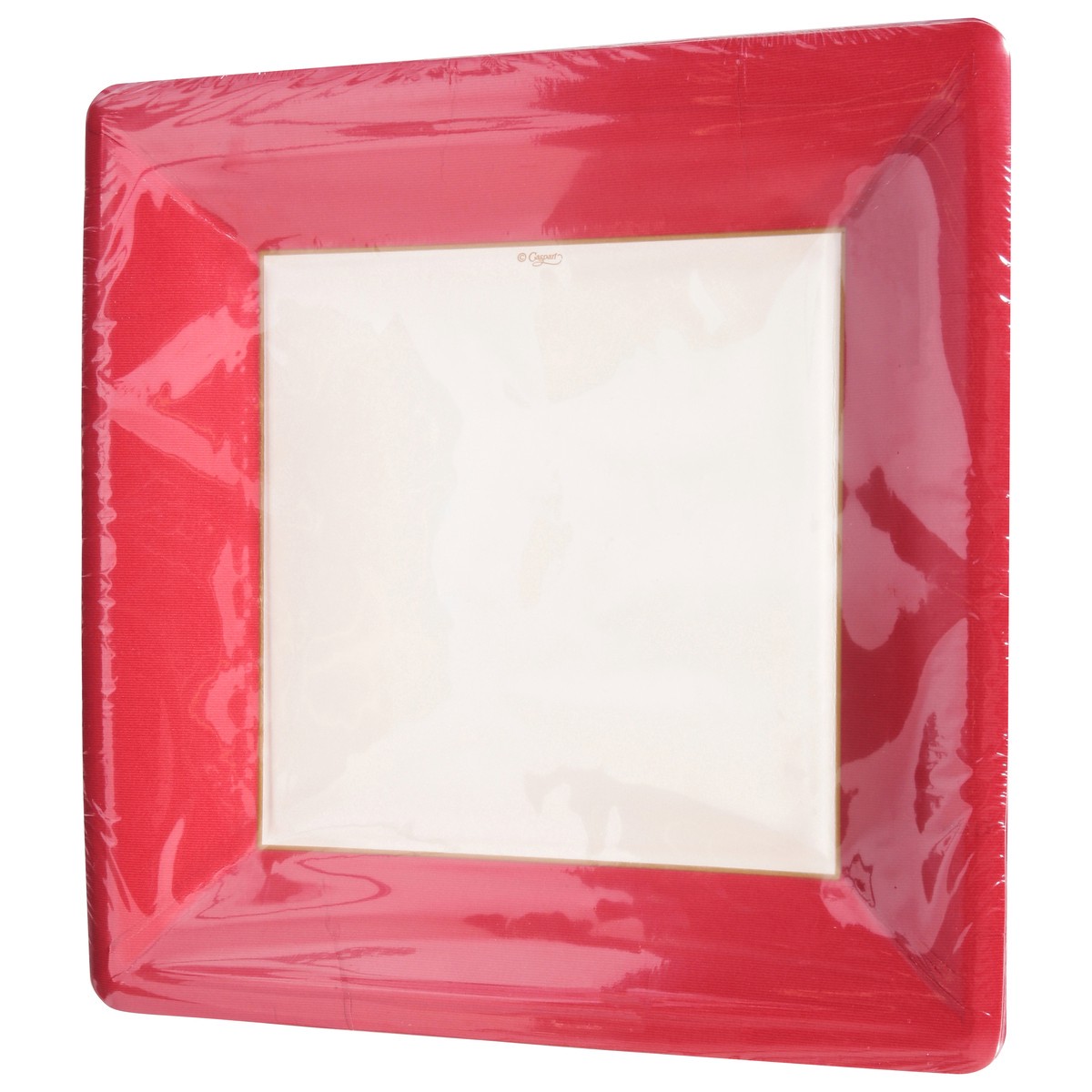 slide 3 of 11, Caspari 10 Inch Grosgrain Border Red Dinner Plates 8 ea, 8 ct