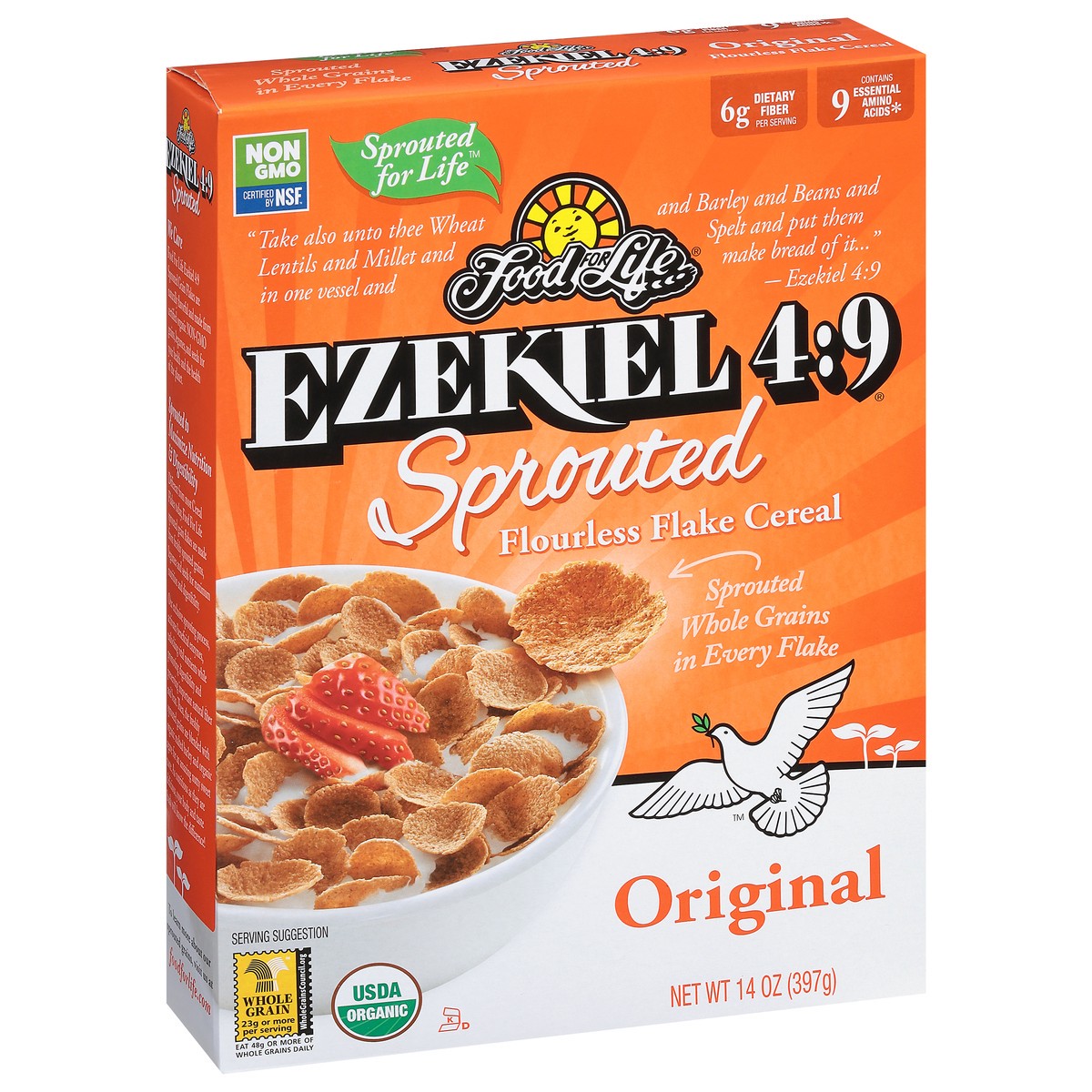 slide 2 of 9, Ezekiel 4:9 Sprouted Flourless Flake Original Cereal 14 oz, 1 ct