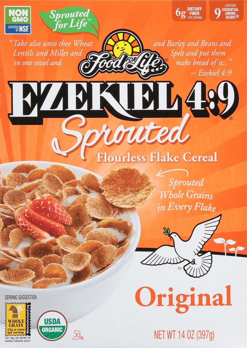 slide 6 of 9, Ezekiel 4:9 Sprouted Flourless Flake Original Cereal 14 oz, 1 ct