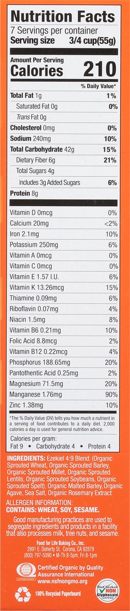 slide 8 of 9, Ezekiel 4:9 Sprouted Flourless Flake Original Cereal 14 oz, 1 ct