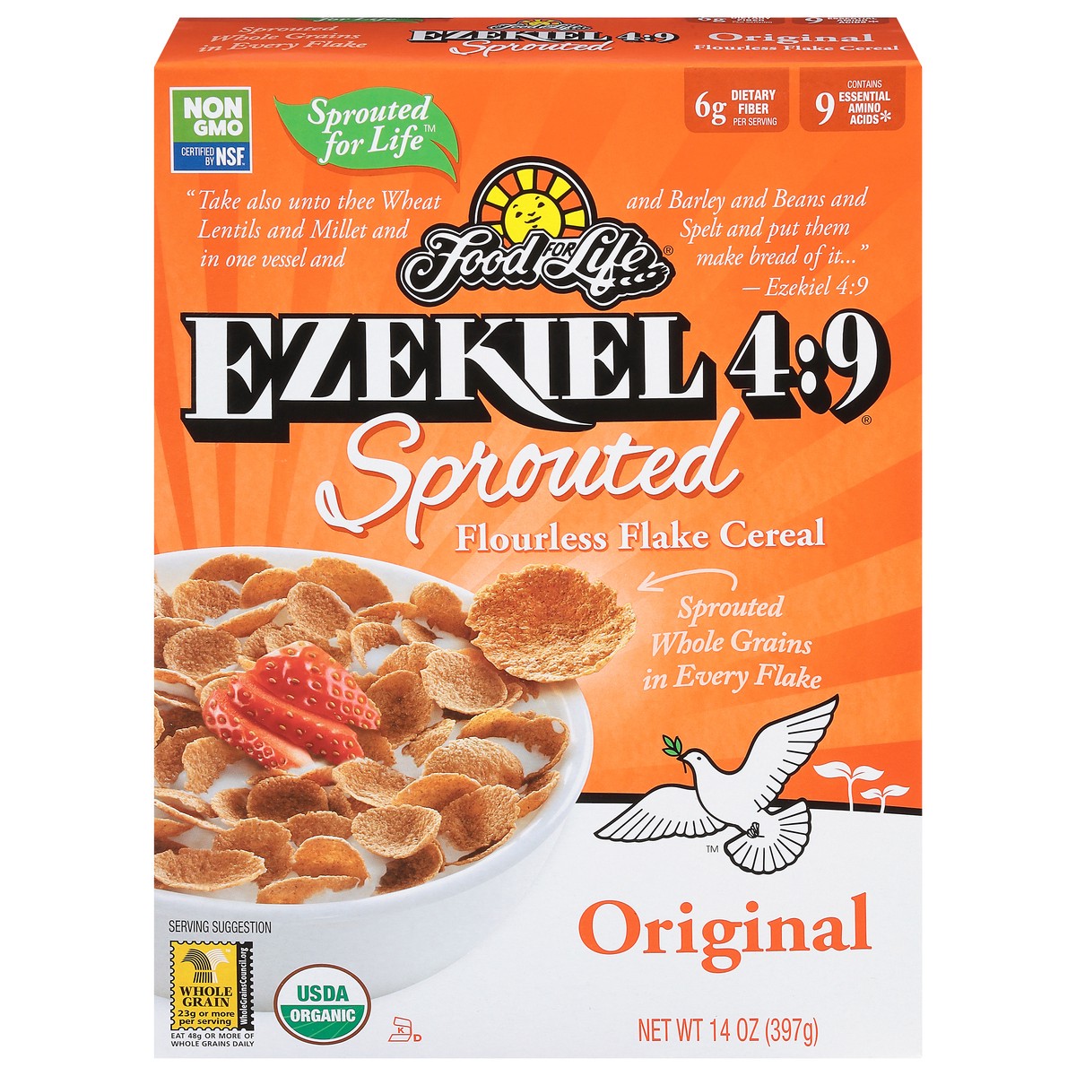 slide 1 of 9, Ezekiel 4:9 Sprouted Flourless Flake Original Cereal 14 oz, 1 ct