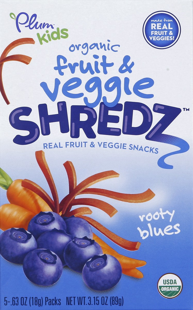 slide 4 of 4, Plum Kids Rooty Blues Organic Fruit & Veggie Shredz, 3.15 oz