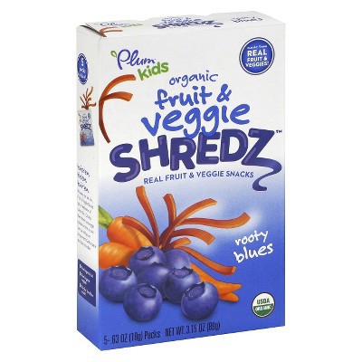 slide 1 of 4, Plum Kids Rooty Blues Organic Fruit & Veggie Shredz, 3.15 oz