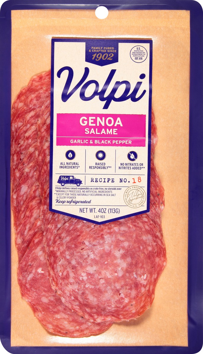 slide 6 of 9, Volpi Genoa Garlic & Black Pepper Salame 4 oz, 4 oz