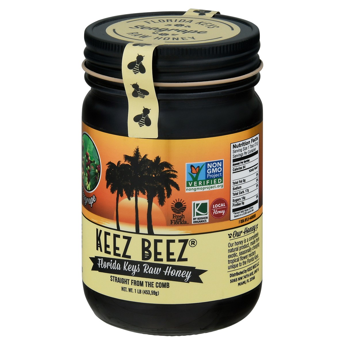 slide 2 of 12, Keez Beez Florida Keys Seagrape Raw Honey 1 lb, 1 lb