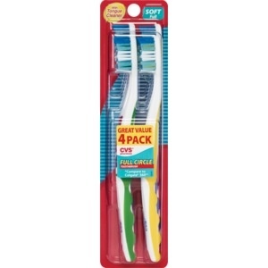 slide 1 of 1, CVS Health Full Circle Toothbrush With Tongue Cleaner, 4 ct