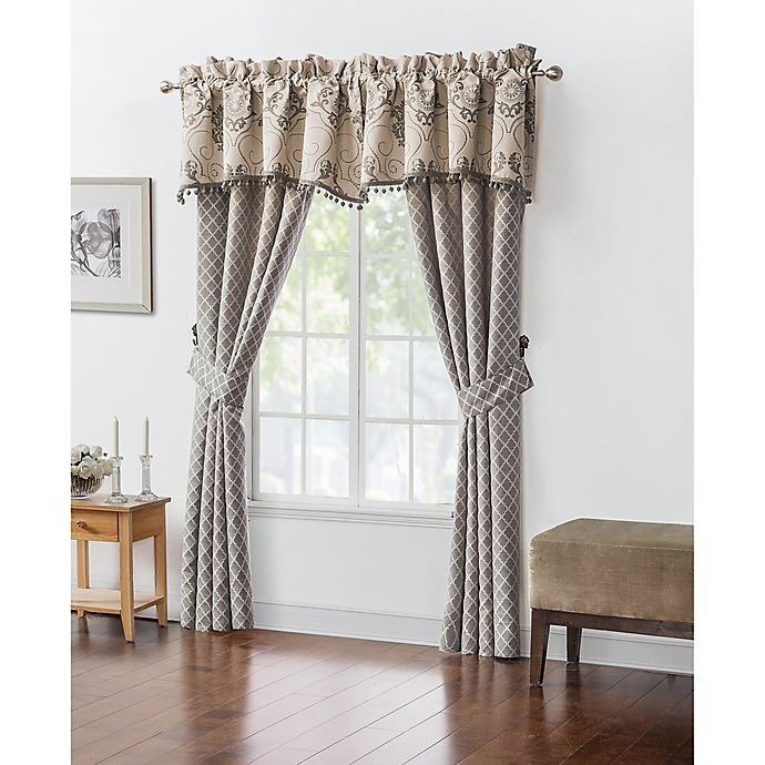 slide 1 of 1, Waterford Maura Tailored Scallop Window Valance - Natural, 1 ct