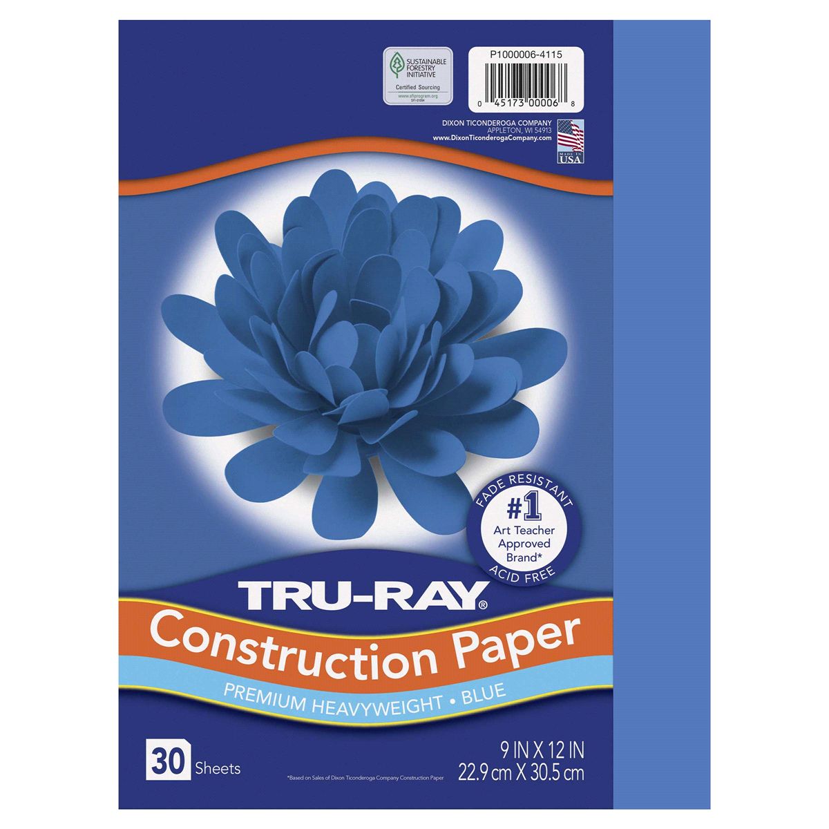 slide 1 of 1, Pacon Tru-Ray Construction Paper Blue, 30 ct