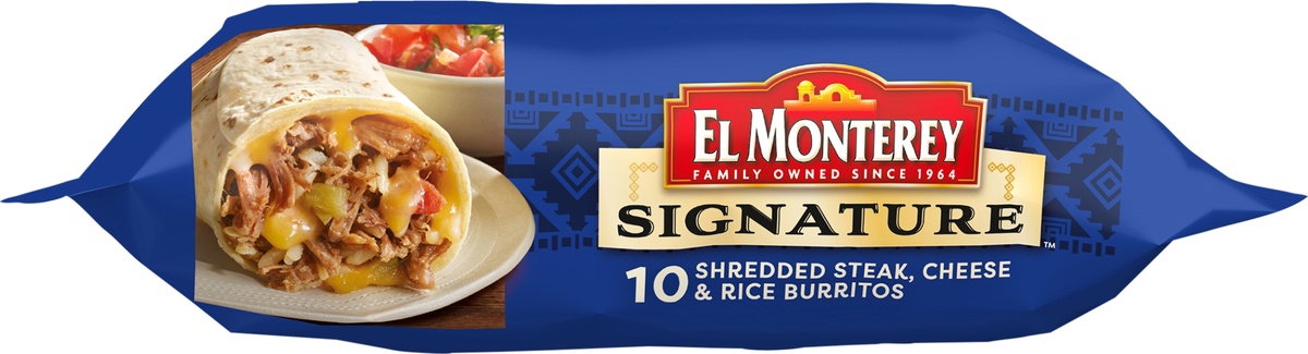 slide 5 of 8, El Monterey Signature Shredded Steak & 3 Cheese Burrito, 3.13 lb