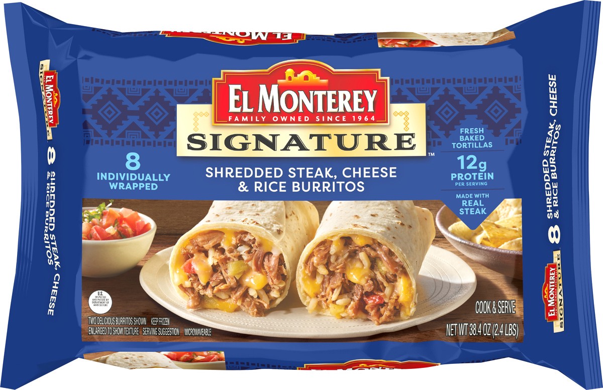 slide 6 of 9, El MontereyShredded Steak & Three-Cheese Burritos, 3.13 lb
