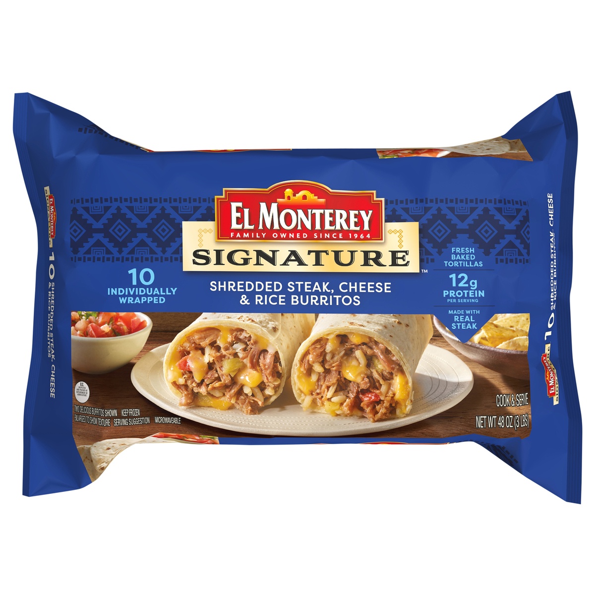 slide 8 of 8, El Monterey Signature Shredded Steak & 3 Cheese Burrito, 3.13 lb