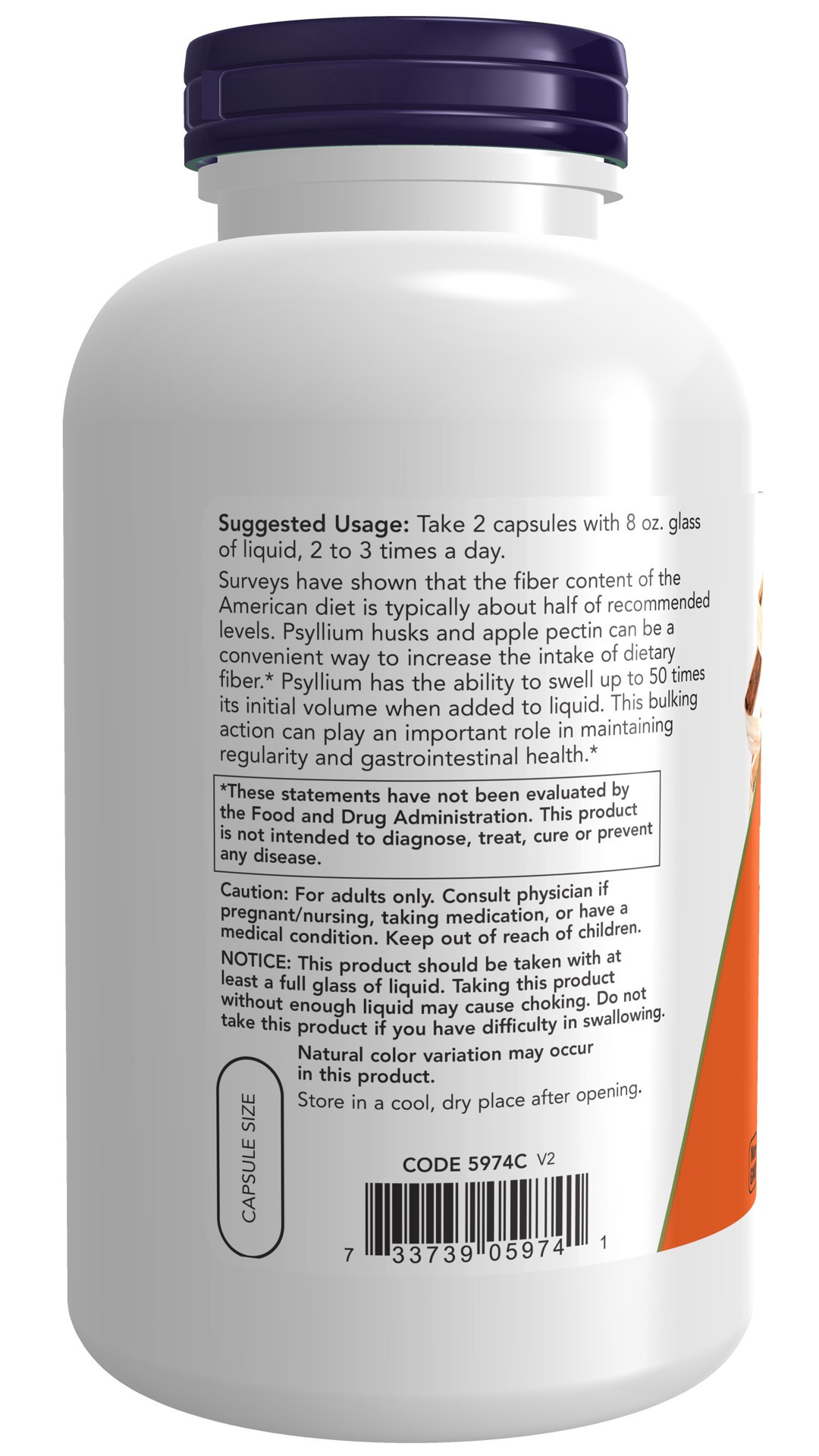 slide 4 of 4, NOW Psyllium Husk 700 mg - 360 Veg Capsules, 360 ct