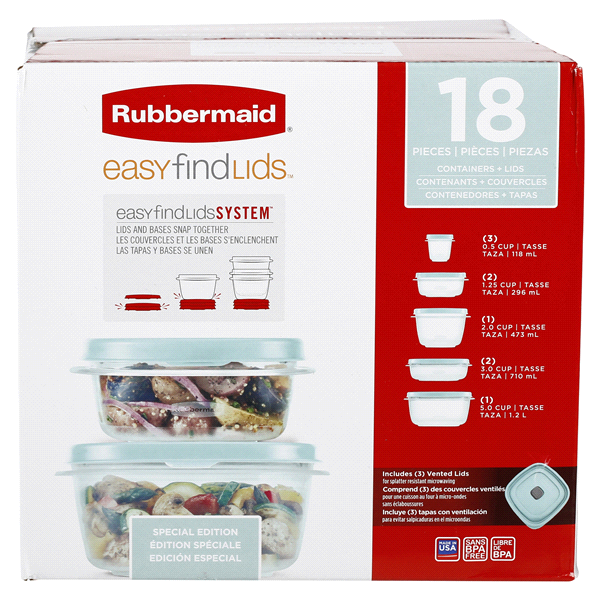 slide 1 of 1, Rubbermaid Easy Find Lids Food Storage Container Set, 18 ct