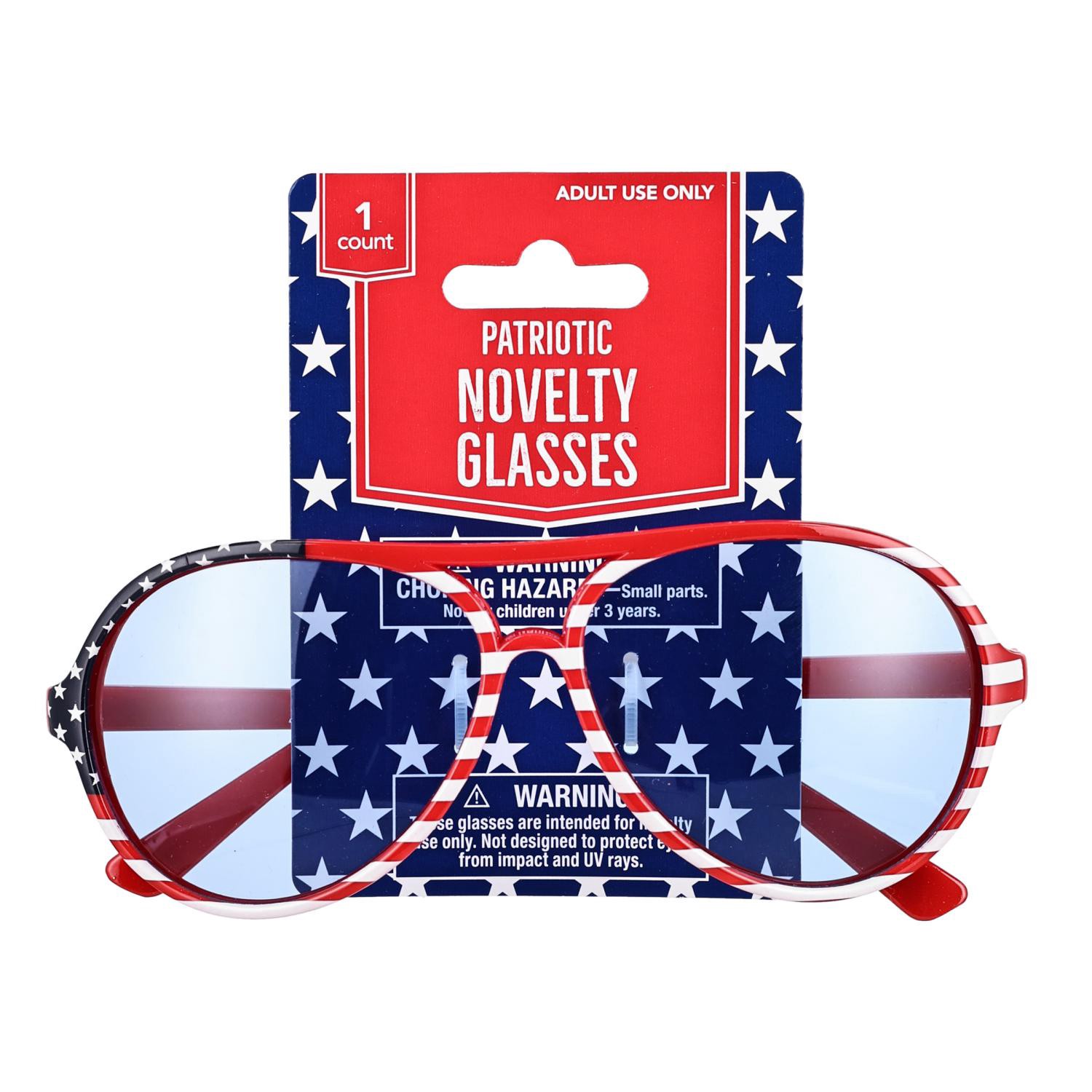 slide 1 of 3, Meijer Corporate Seasonal Patriotic Aviator Glasses, 5.5 in