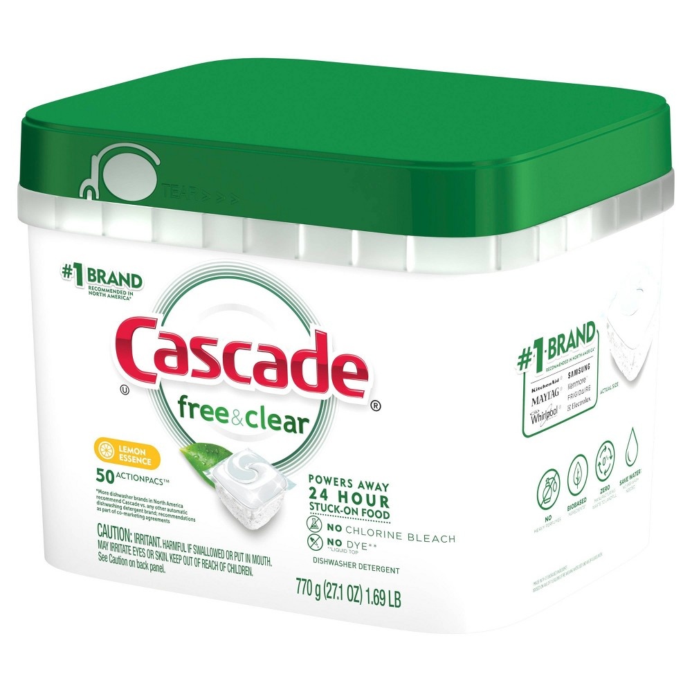 Cascade Free & Clear Dishwasher Detergent ActionPacs Lemon Essence 50
