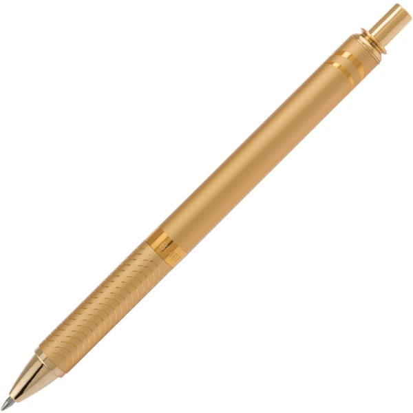 slide 2 of 2, Pentel Energel Alloy Retractable Gel Pen, Medium Point, 0.7 Mm, Gold Aluminum Barrel, Black Ink, 1 ct