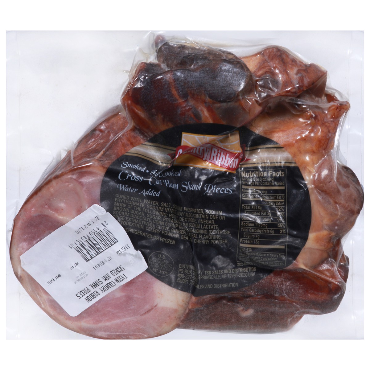 slide 1 of 4, Country Ribbon Tyson-Country Ribbon Smoked Ham Shank Pieces 2.40 lb, per lb