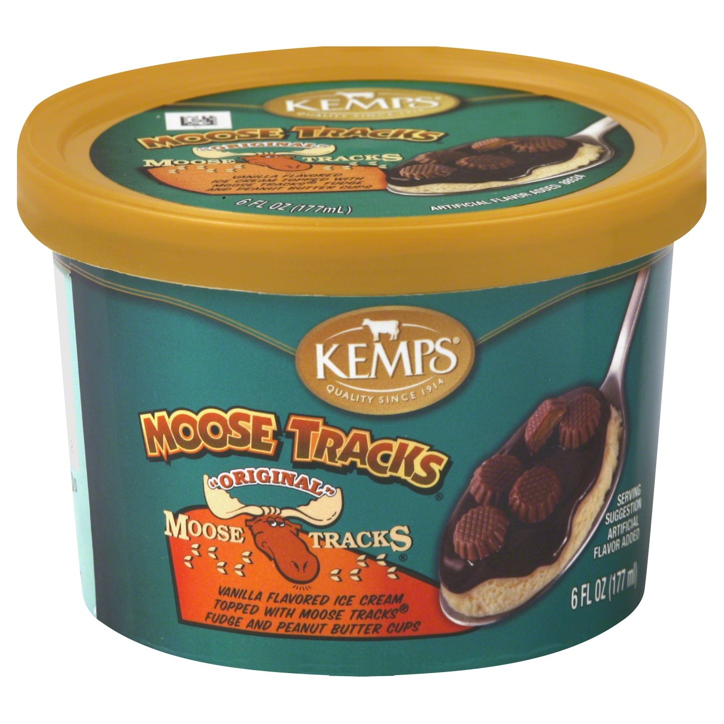 slide 1 of 6, Kemps Vanilla Moose Tracks Ice Cream Cup, 6 fl oz