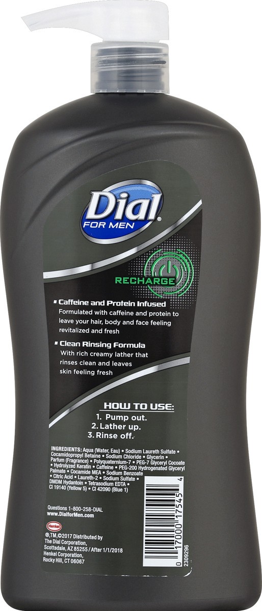 slide 4 of 6, Dial Men 3in1 Body, Hair and Face Wash, Recharge, 32 fl oz, 32 fl oz