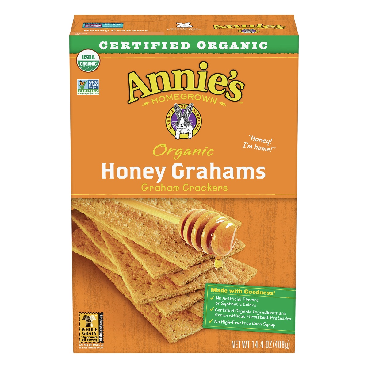 slide 1 of 1, Annie's Organic Honey Grahams Graham Crackers 14.4 oz, 14.4 oz