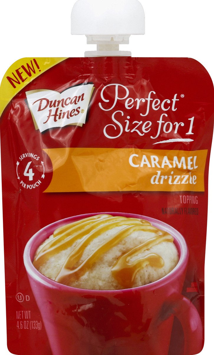 slide 2 of 2, Duncan Hines Perfect Size For 1 Caramel Drizzle Topping, 4.6 oz