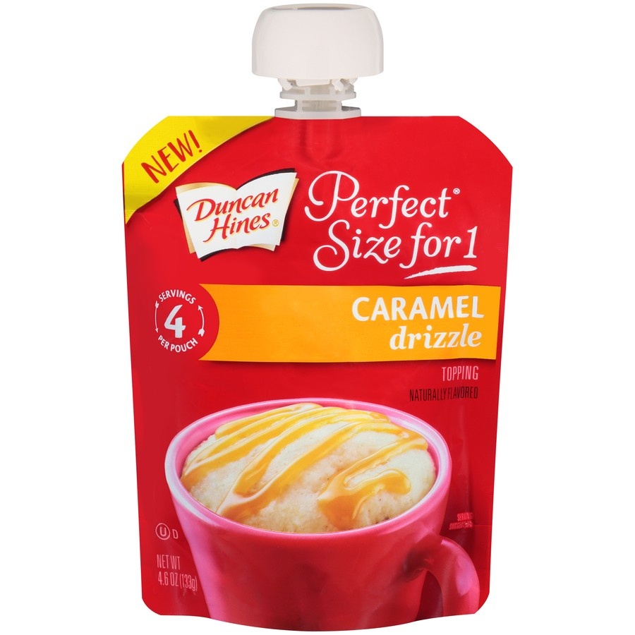 slide 1 of 2, Duncan Hines Perfect Size For 1 Caramel Drizzle Topping, 4.6 oz