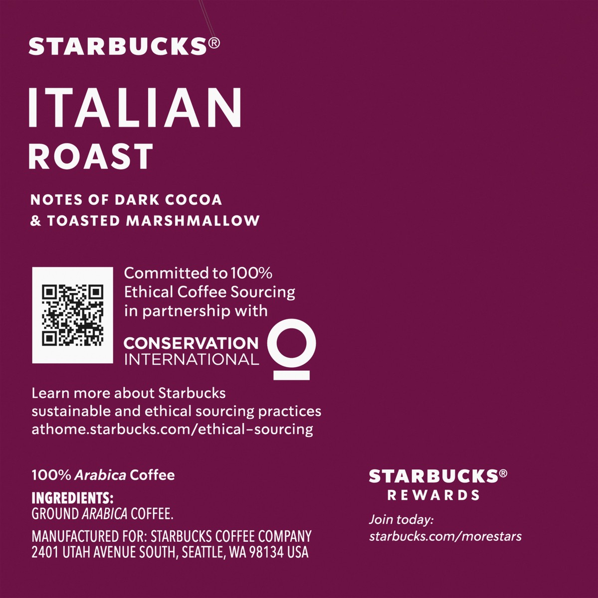 slide 7 of 9, Starbucks K-Cup Coffee Pods, Dark Roast Coffee, Italian Roast, 100% Arabica, 1 box (10 pods), 4.1 oz