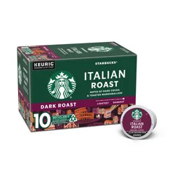 Starbucks K-Cup Coffee Pods, Dark Roast Coffee, Italian Roast, 100% Arabica, 1 box (10 pods)