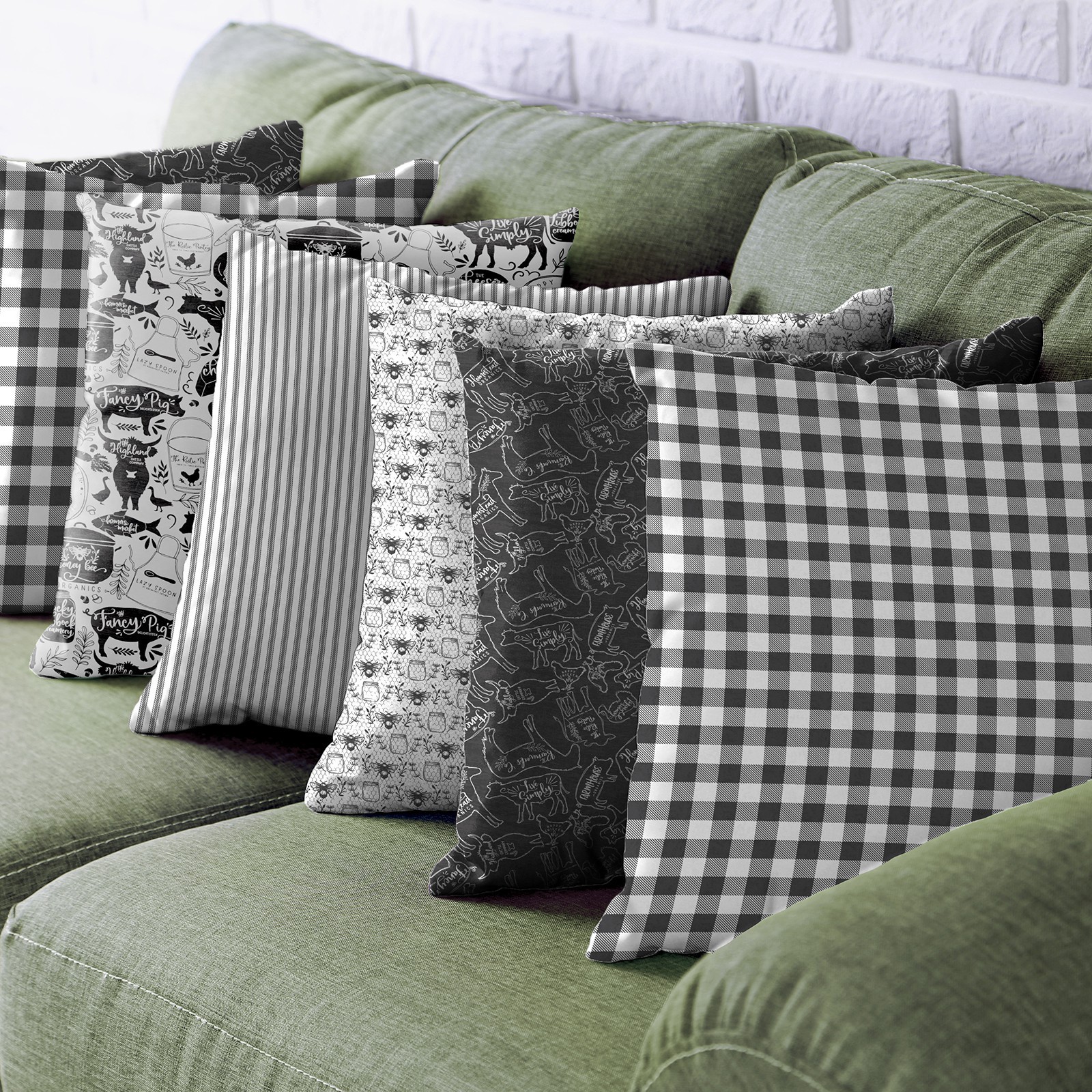 slide 2 of 4, Black & White Farmhouse Cotton Fabric Bundle By Loops & Threads, 1 yd