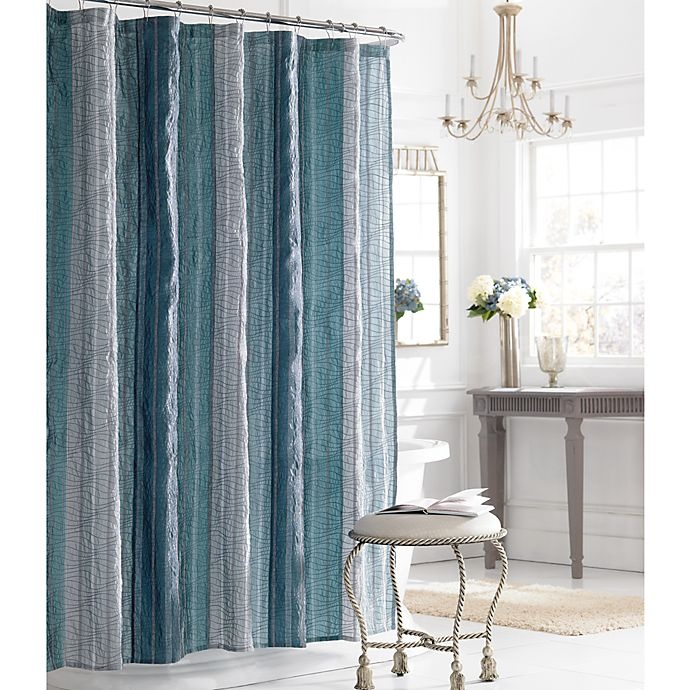 slide 1 of 1, Manor Hill Sierra Sapphire Fabric Shower Curtain, 72 in x 72 in