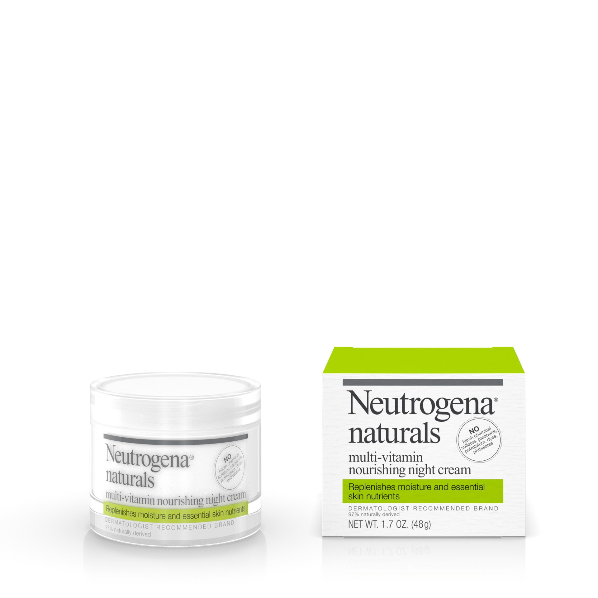 slide 2 of 5, Neutrogena Naturals Multi-Vitamin Moisturizing & Nourishing Night Face Cream with Antioxidant Bionutrients & Vitamins B, C & E, Non-Comedogenic & Sulfate-, Paraben-, Phthalate- & Dye-Free, 1.7 oz, 1.7 fl oz