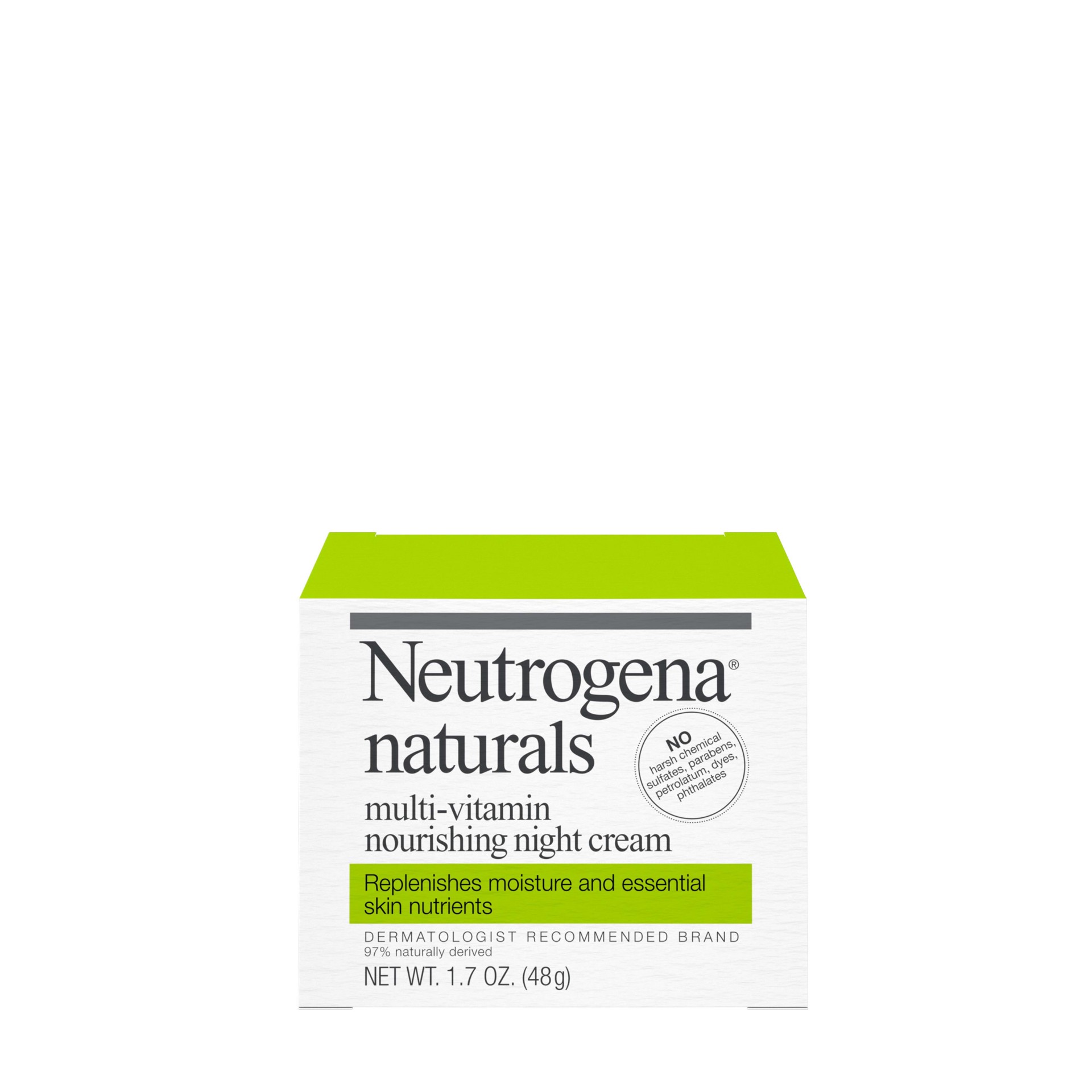 slide 3 of 5, Neutrogena Naturals Multi-Vitamin Moisturizing & Nourishing Night Face Cream with Antioxidant Bionutrients & Vitamins B, C & E, Non-Comedogenic & Sulfate-, Paraben-, Phthalate- & Dye-Free, 1.7 oz, 1.7 fl oz