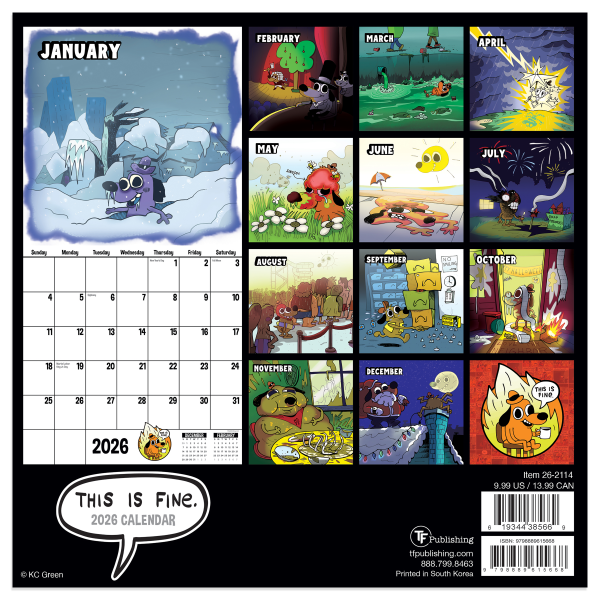 slide 3 of 5, TF Publishing 2026 TF Publishing Humor Mini Monthly Wall Calendar, 7"" x 7"", This is Fine, January To December, 1 ct