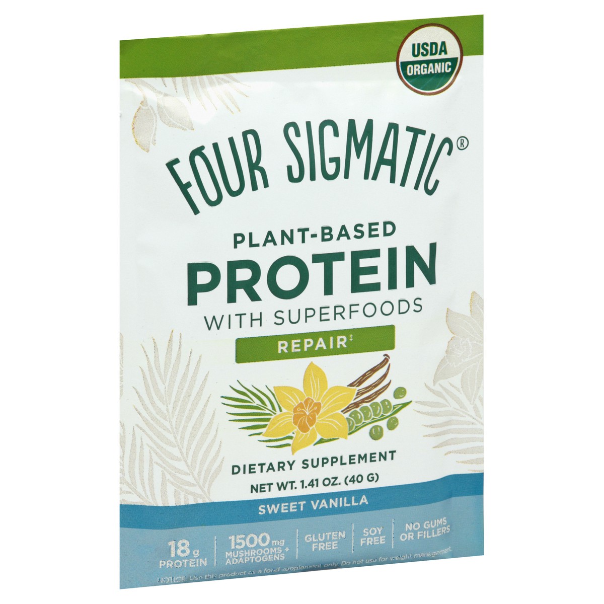 slide 9 of 9, Four Sigmatic Sweet Vanilla Protein with Superfoods 1.41 oz, 1.41 oz