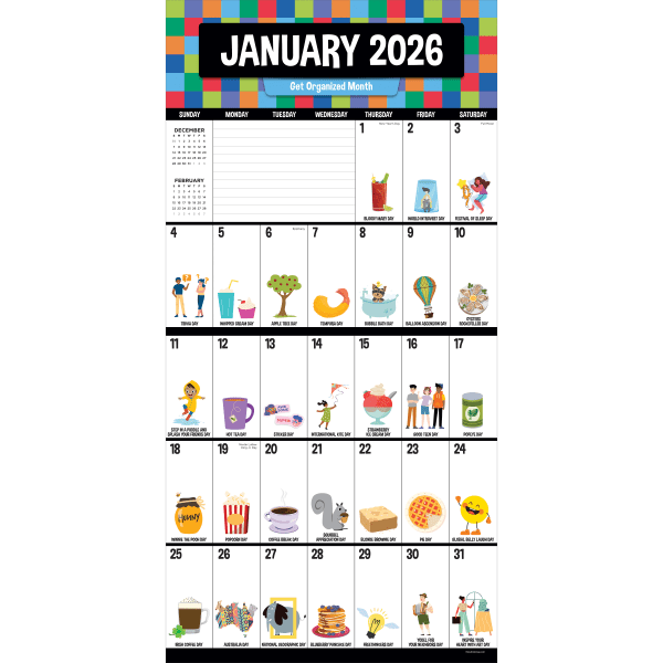 slide 4 of 5, TF Publishing 2026 TF Publishing Humor Monthly Wall Calendar, 12"" x 12"", Every Day's A Holiday, January To December, 1 ct