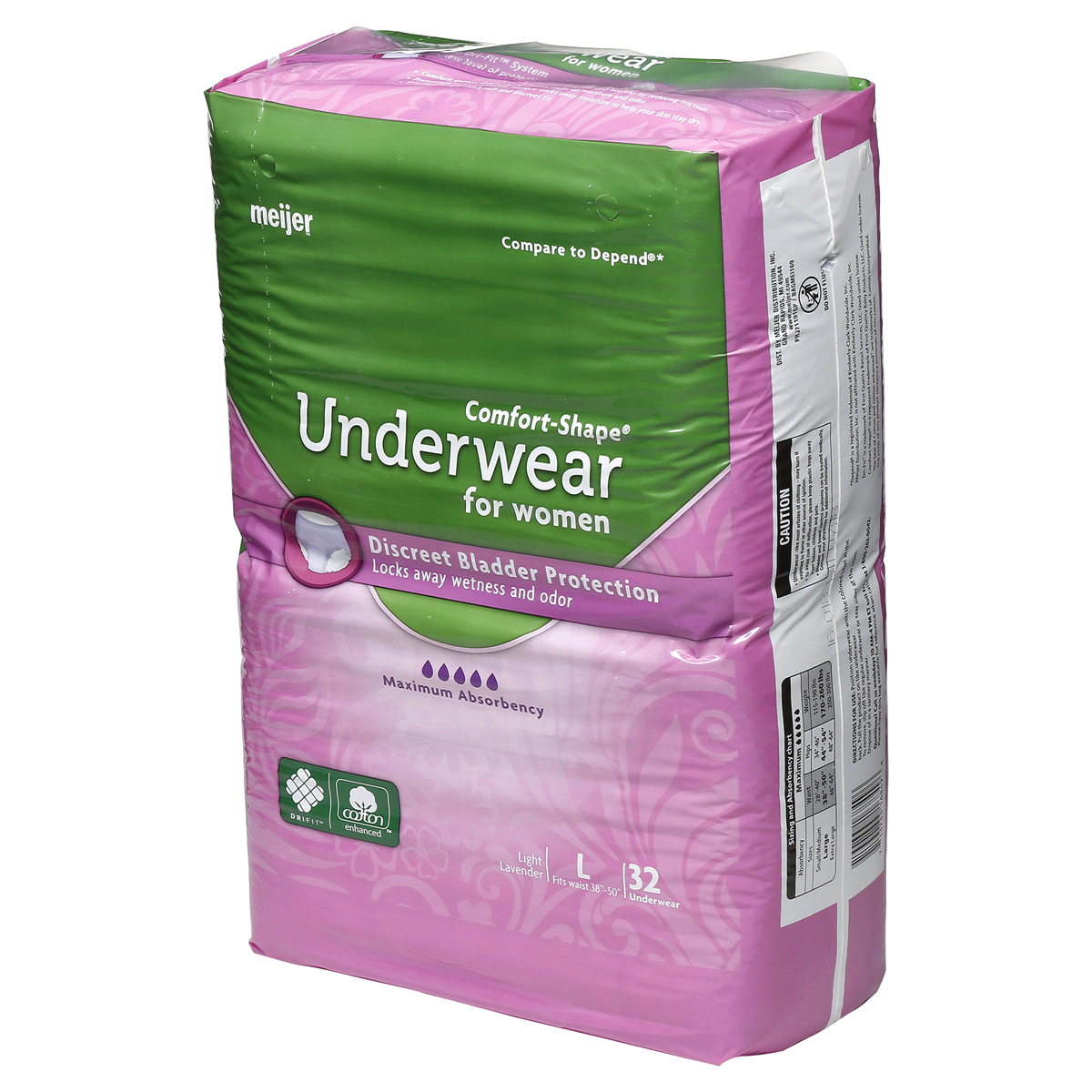 slide 3 of 6, Meijer Underwear for Women, Maximum Absorbency, Large, 32 ct