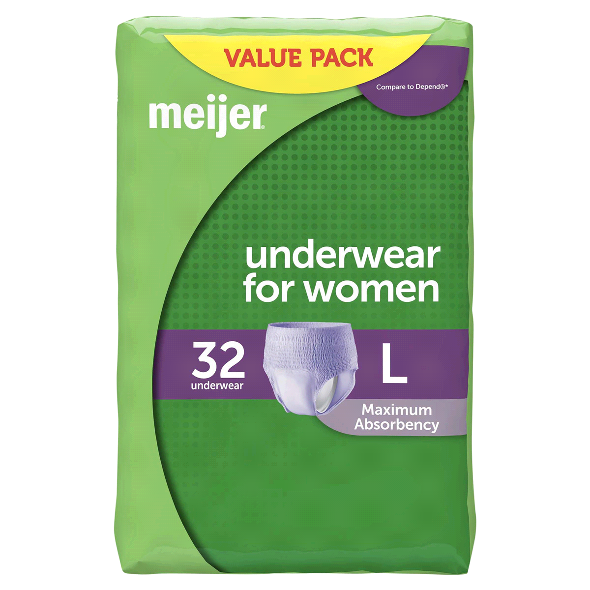 slide 1 of 6, Meijer Underwear for Women, Maximum Absorbency, Large, 32 ct