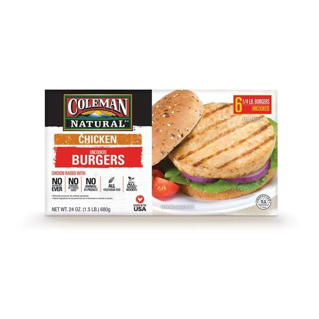 slide 1 of 1, Coleman Natural Burgers 24 oz, 24 oz