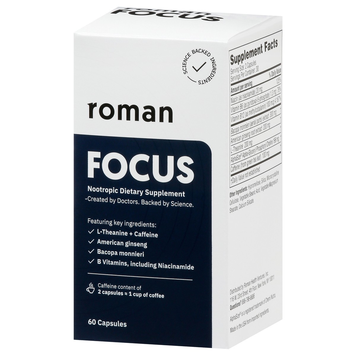 slide 5 of 9, Roman Focus 60 Capsules, 120 ct