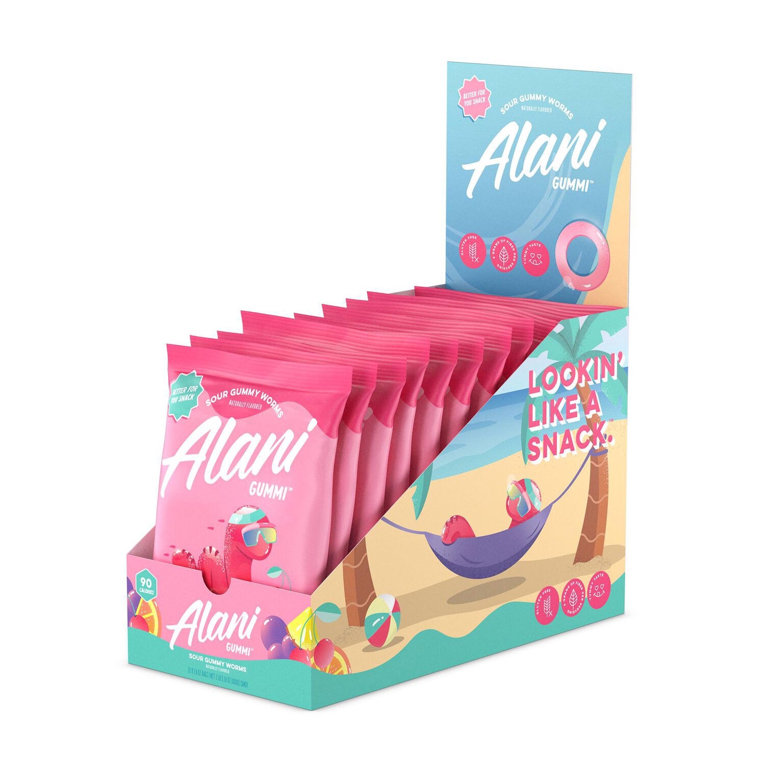 slide 1 of 1, Alani Nu Sour Gummy Worms - 12 Pack, 12 ct