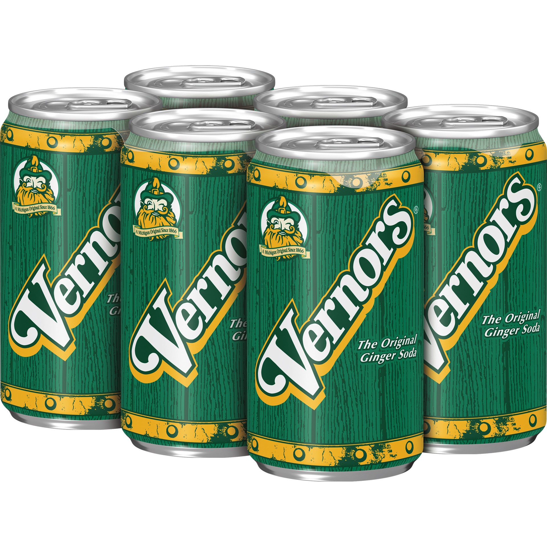 slide 5 of 5, Vernors Ginger Soda, 7.5 fl oz cans, 6 pack, 6 ct