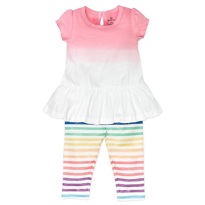 slide 1 of 5, The Honest Company Honest Baby Newborn Rainbow Organic Cotton Tunic and Legging Set, 2 ct