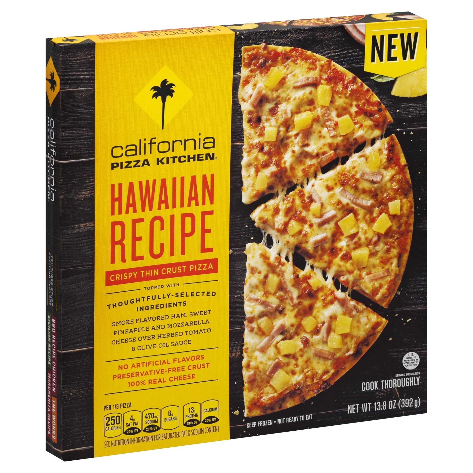 slide 1 of 8, California Pizza Kitchen Hawaiian Recipe Crispy Thin Crust Pizza, 13.8 oz