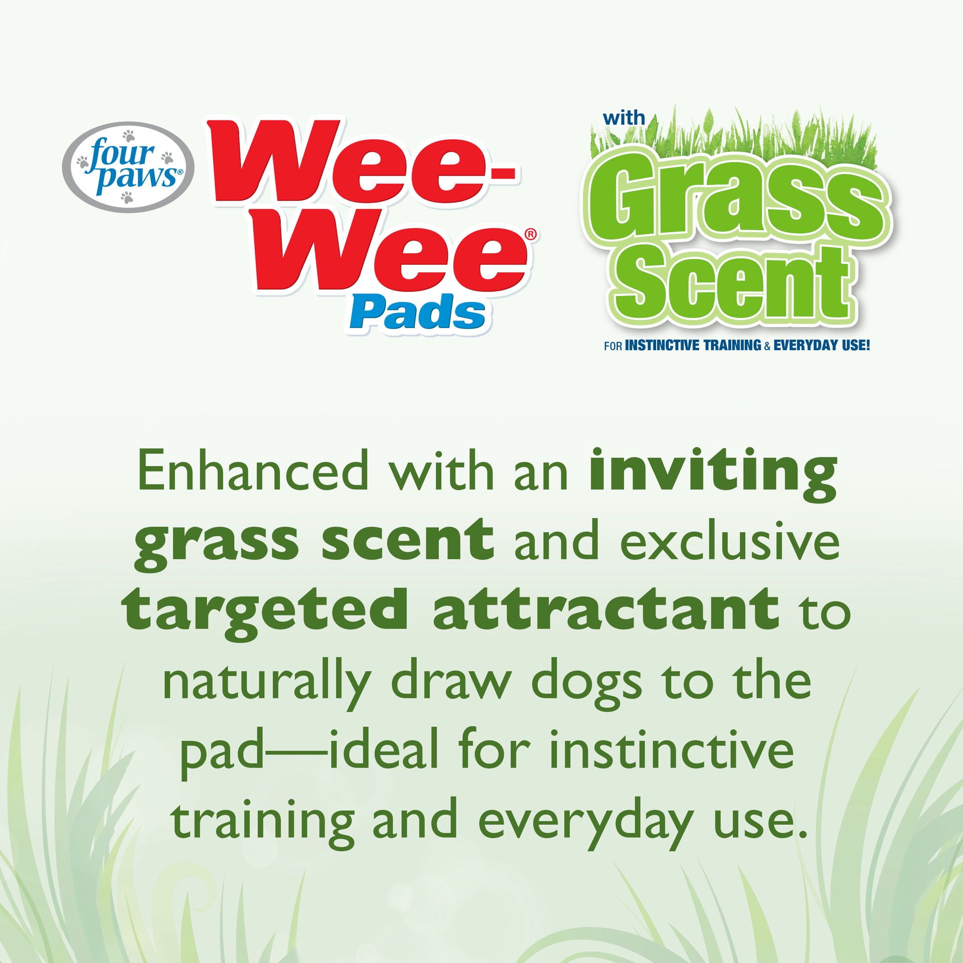 slide 10 of 10, Four Paws Four Paws Wee-Wee Ultimate Attractant Dog Pee Pads with Grass Scent 22" x 23" (50 Pack), 50 ct