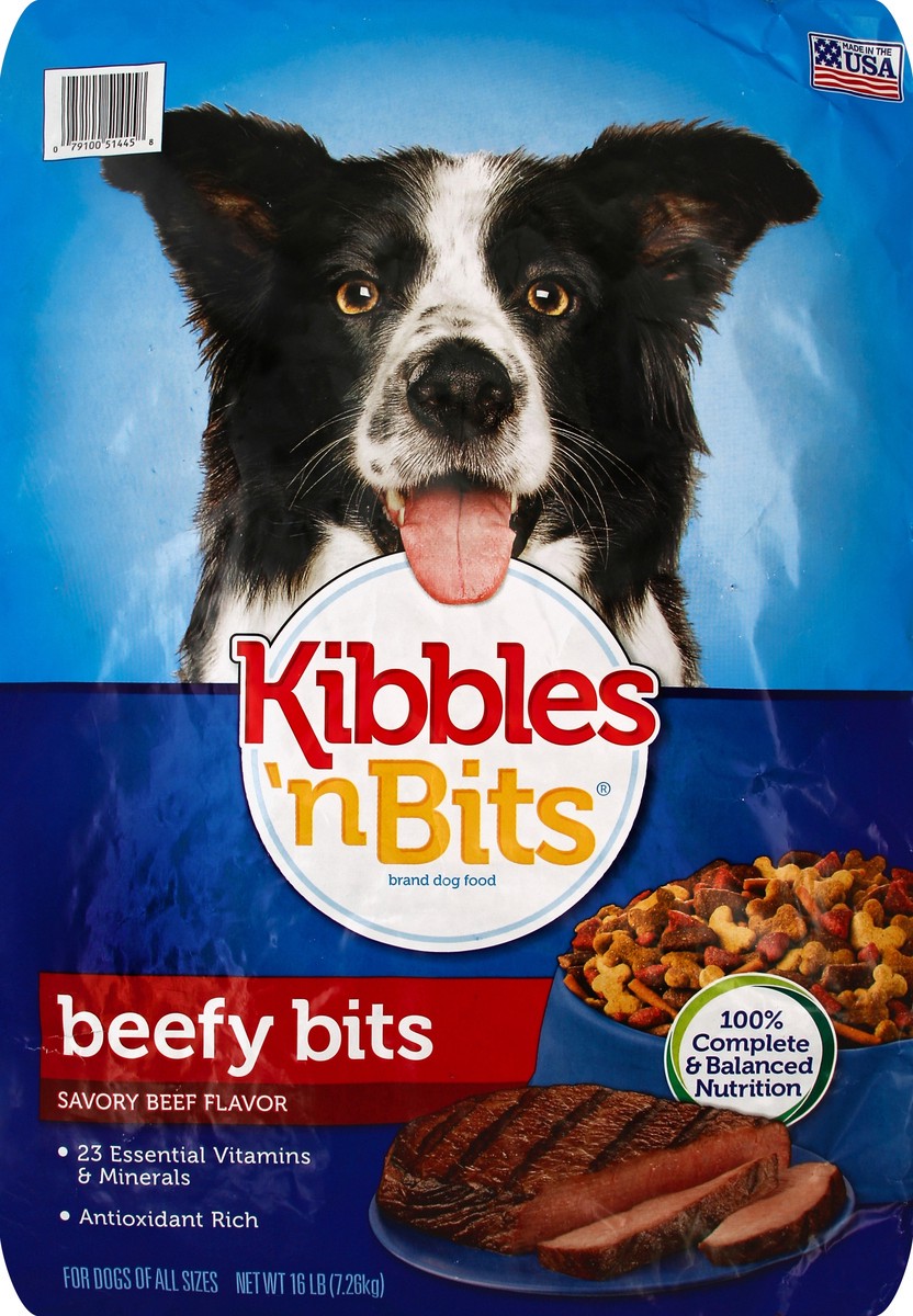 slide 5 of 7, Kibbles 'n Bits Beefy Bits Dog Food, 16-Pound, 16 lb