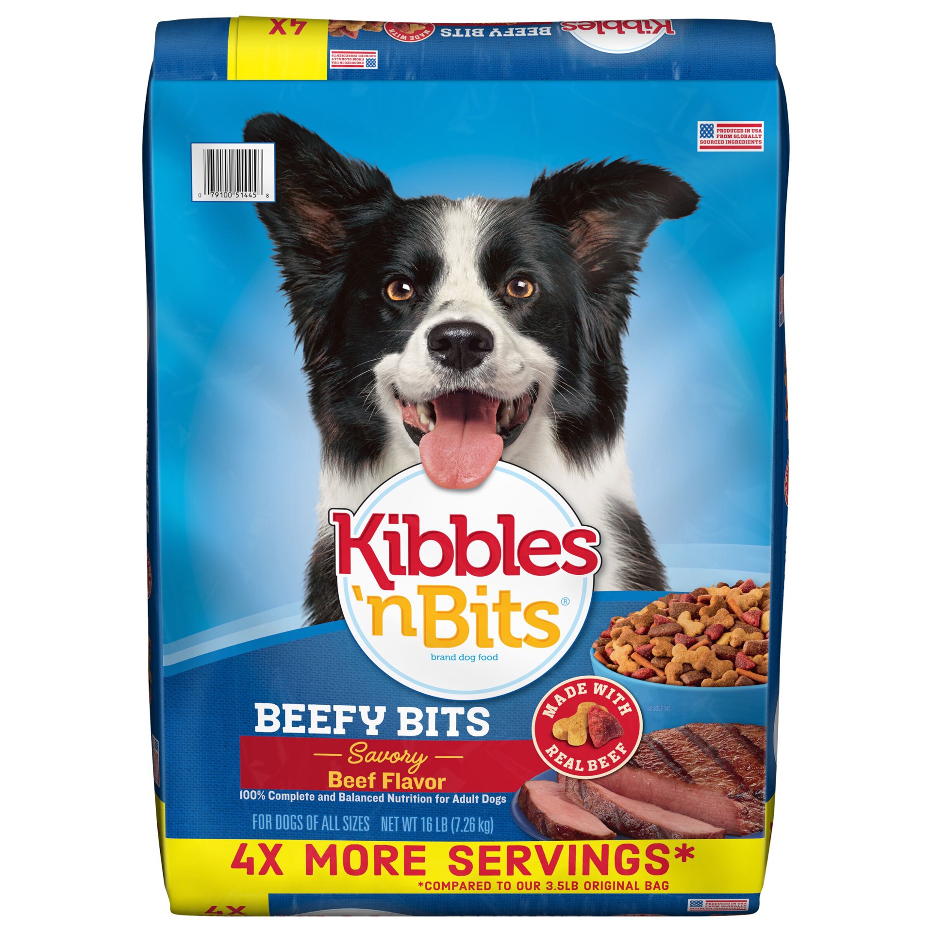 slide 1 of 7, Kibbles 'n Bits Beefy Bits Dog Food, 16-Pound, 16 lb