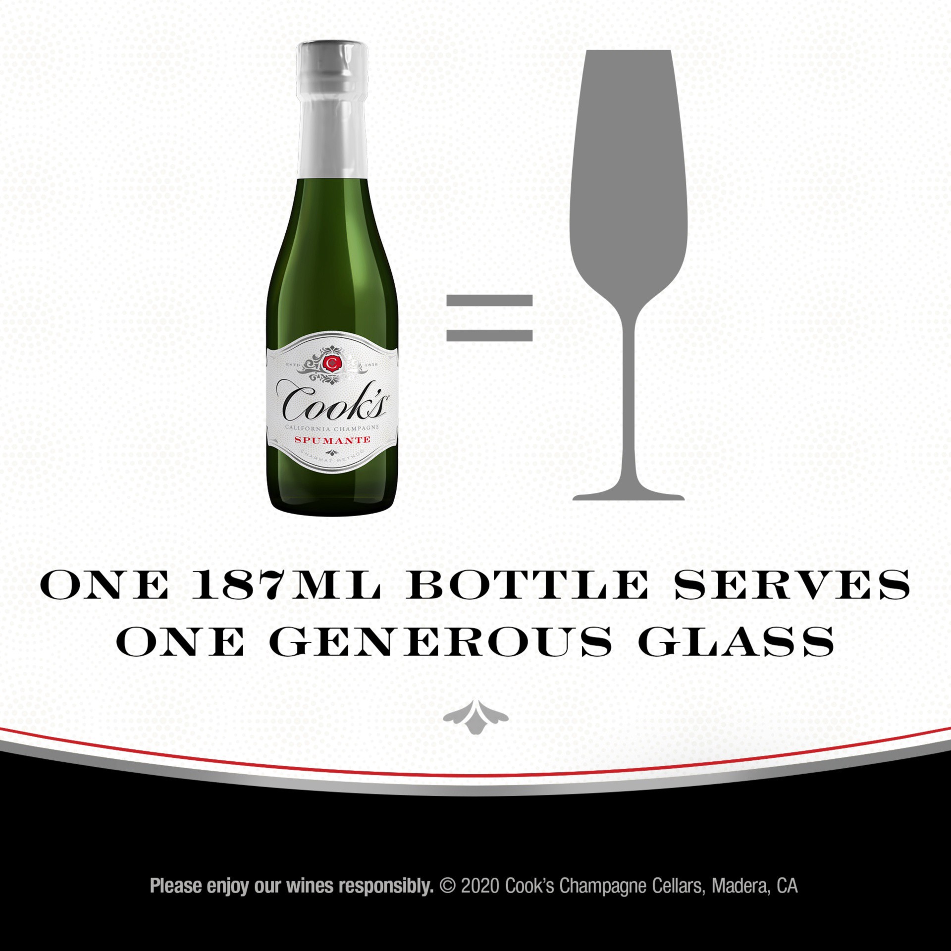 slide 5 of 7, Cook's California Champagne Spumante White Sparkling Wine, 4 pk 187 mL Mini Bottles, 25.29 fl oz