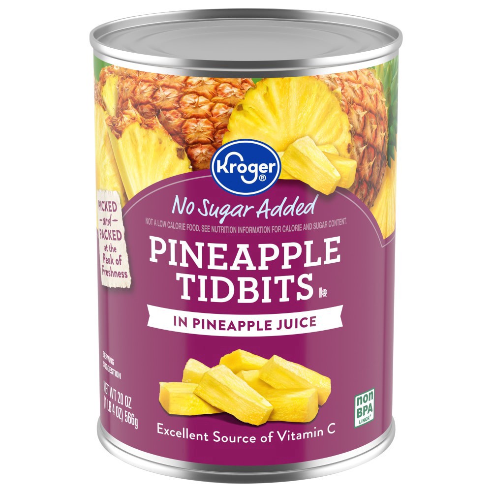 slide 4 of 4, Kroger Pineapple Tidbits In Pineapple Juice, 20 oz