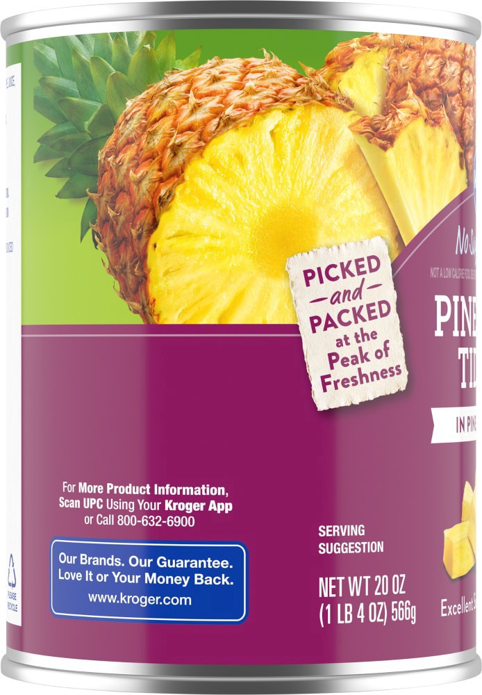 slide 3 of 4, Kroger Pineapple Tidbits In Pineapple Juice, 20 oz